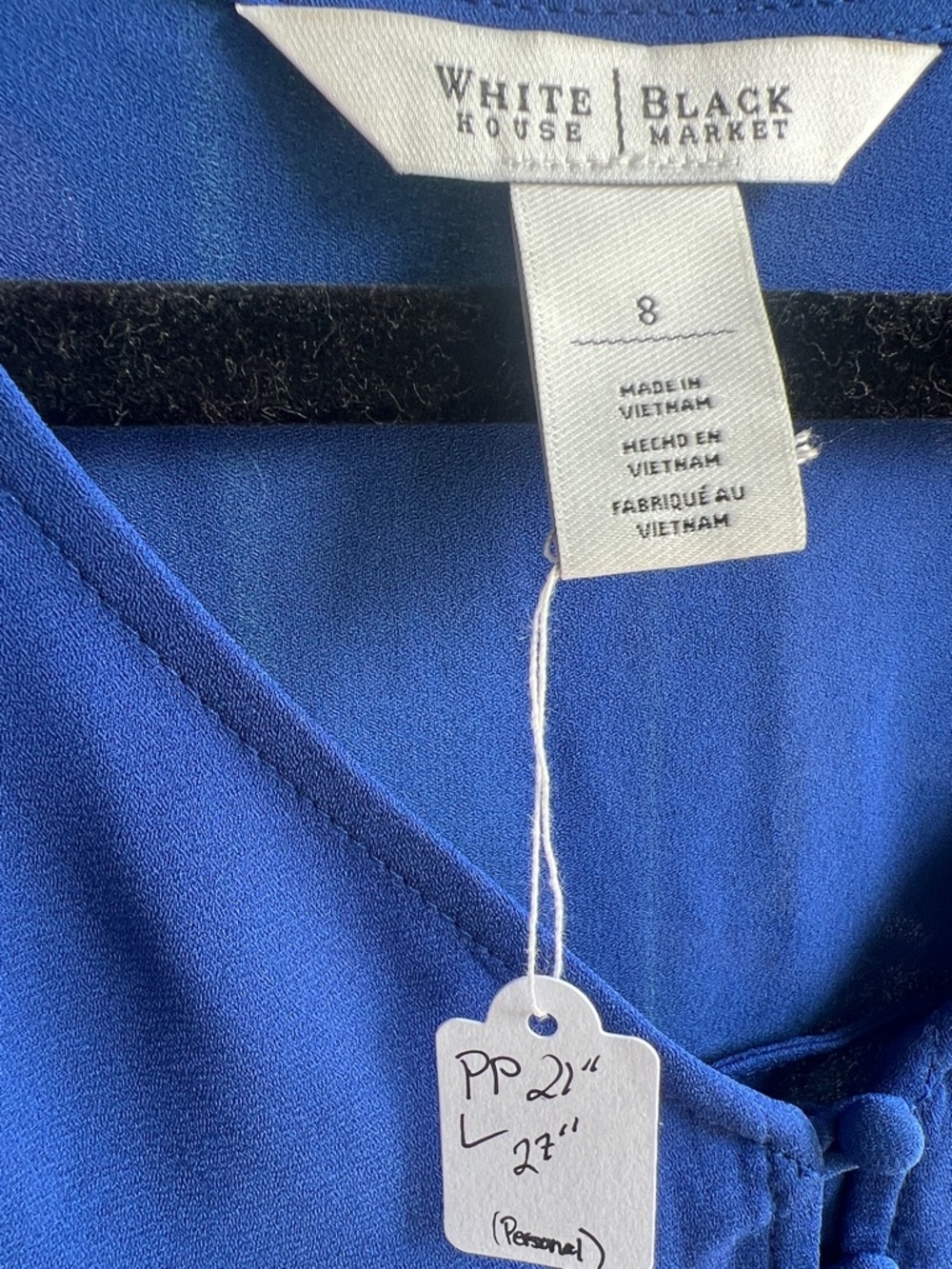 White House Black Market Royal Blue Blouse-EUC - Picture 8 of 8
